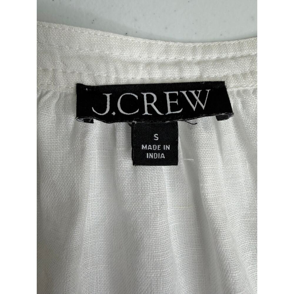 J. Crew Women's Cabana 100% Linen Top Sz S Split Neck Long Sleeve C1542 - Picture 5 of 9